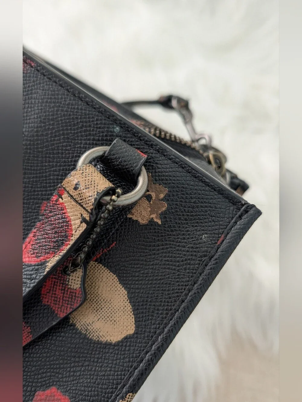 Coach Floral Print Mini Satchel hand Bag/ CrossBody Bag Came With Dirt Cover Bag